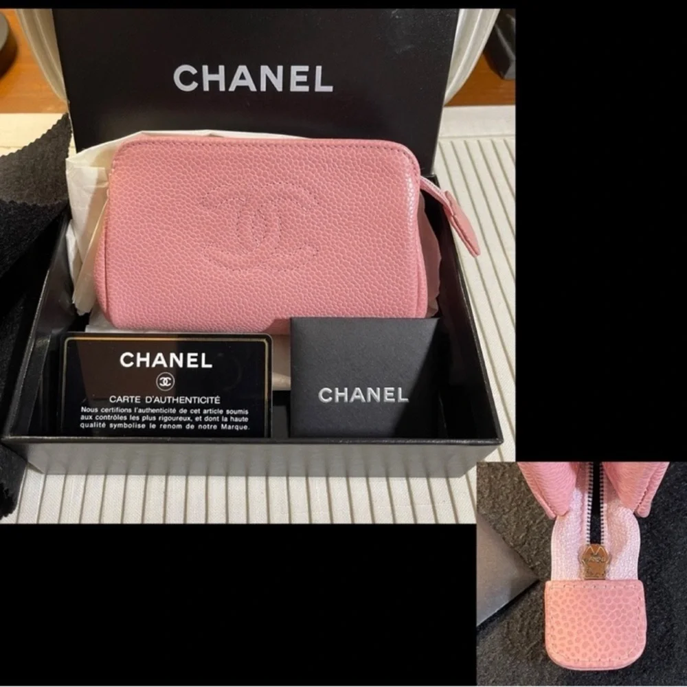 Chanel Caviar Leather Mini Pink Pouch